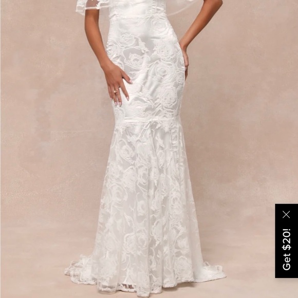 Lulus Dresses & Skirts - NWT Lace and Satin Off The Shoulder Wedding Dress
